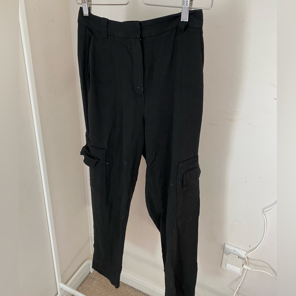 MASSIMO DUTTI black ankle cargo pants